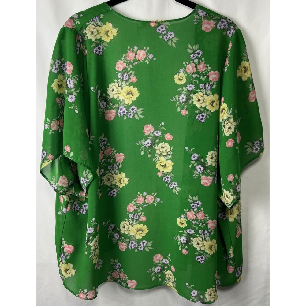 Floral Kimono Style by Heart & Hips Size Medium Boho Green With Flowers - Picture 3 of 5